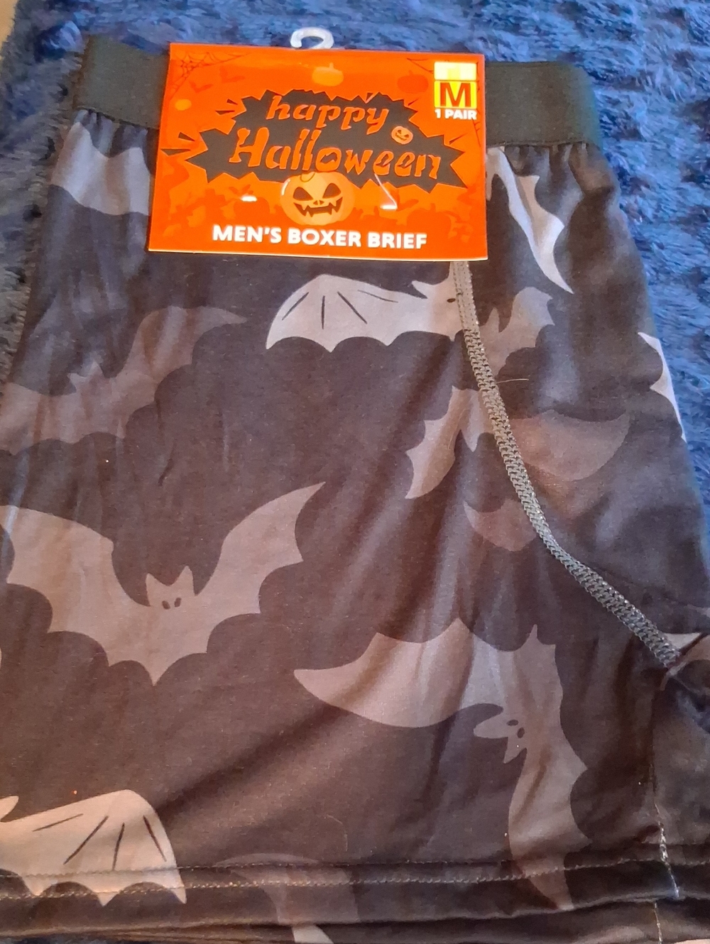 Mens Boxer Shorts - Black Bat Print (M)